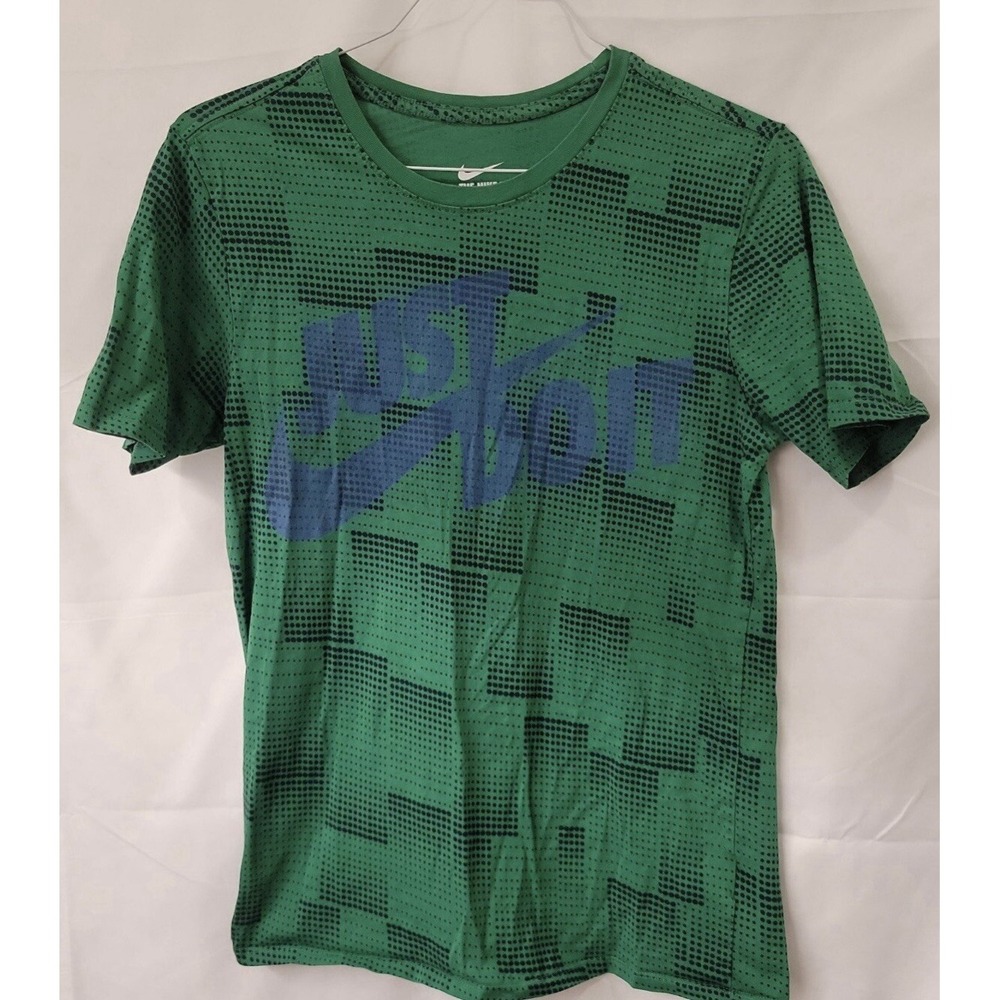 Nike Mens T shirt Size Medium Tee Just Do It Green Geometric Athletic Cut
